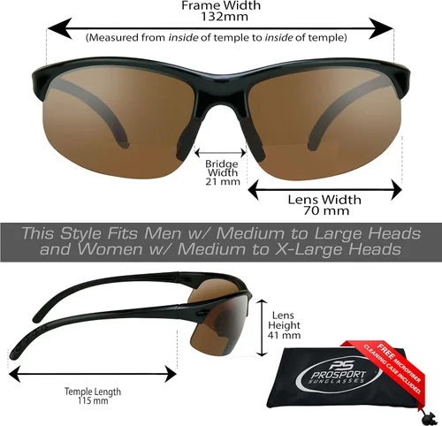 Vista 2 de proSPORT BIFOCAL - Lectores de lentes de sol tintados para hombres y mujeres, alta definición, amarillo ámbar, humo +1.50 +1.75 +2.00 +2.25 +2.50