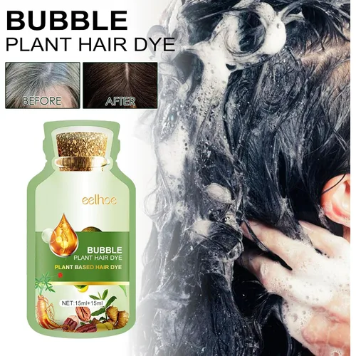 Vista 2 de Tinte de burbujas para el cabello, extracto natural de plantas puras para cabello gris, champú de tinte de burbujas (castaño castaño)