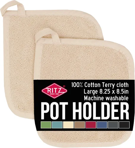 Vista 12 de RITZ Guante de olla y protector térmico de rizo: Resistente al calor sin igual, duradero 100% algodón – Diseñado ergonómicamente para un agarre