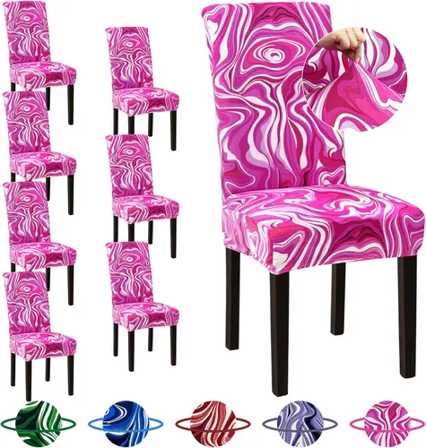 Vista 40 de Sufdari Juego de 4 fundas para sillas de comedor, color beige, antideslizantes, de elastano, elásticas, para comedor, hotel (Grande)