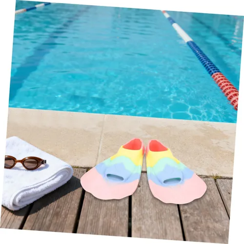 Vista 7 de Luxshiny Aletas de natación de silicona flexibles para aletas cortas ligeras y portátiles para entrenamiento de natación, aletas de esnórquel