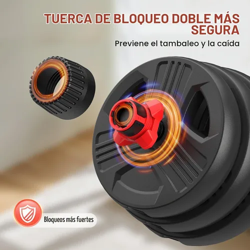 Vista 6 de UKEEP - Juego de mancuernas ajustables de 20/30/40/55/60/70/80/90 libras con conector, 2 o 3 en 1, utilizadas como barras, pesas rusas, ejercicios