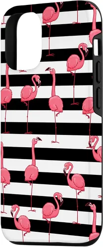 Vista 2 de Funda de regalo para iPhone 13 Flamingo Negro Blanco Rayas Cool Animal Bird Lover