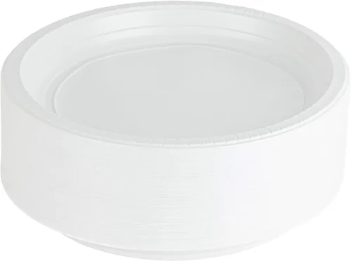 Vista 9 de PLASTICPRO Platos redondos de plástico de 7 pulgadas para microondas, desechables, color blanco, vajilla de 100
