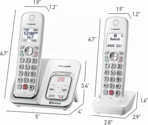 Vista 9 de Panasonic - Teléfono inalámbrico con contestador automático, Link2Cell Bluetooth para el hogar, asistente de voz y bloqueo avanzado de llamadas