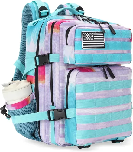Vista 13 de Mochila táctica militar de 25 litros, resistente Molle, paquete de asalto para el trabajo, gimnasio, al aire libre, senderismo, campamento