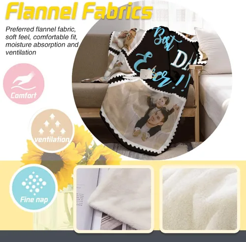 Vista 5 de Manta personalizada con texto fotográfico, manta de imagen personalizada para bebé, madre, padre, adultos, amigos, amantes, regalo personalizado