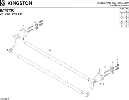 Vista 2 de Kingston Brass BA7973C - Toallero doble inglés, vintage, 24 pulgadas, cromo pulido