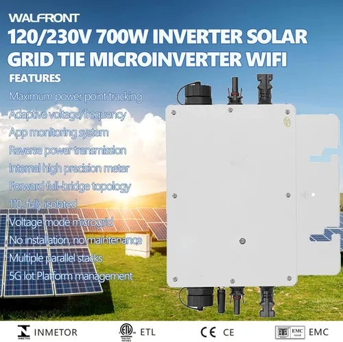 Vista 6 de Microinversor de lazo de rejilla solar de 700W, control WiFi móvil APP Monitoreo, salida de CA 120V para el sistema de energía solar casero