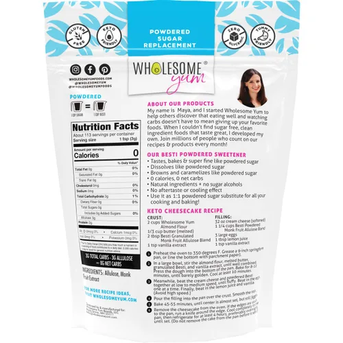 Vista 2 de Wholesome Yum Besti - Sustituto natural de azúcar en polvo, mezcla de edulcorante de frutas monje Keto Confectioners con alulosa (sin eritritol)