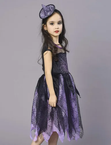 Vista 2 de Disfraz de bruja para niñas, disfraz de araña para niños, disfraz de araña de Halloween