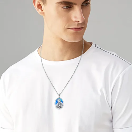 Vista 4 de Collar unisex con colgante de San MiguelSan CristóbalSan SebastiánÁngel GuradianoNuestra Señora de Guadalupe para hombres y mujeres, collar