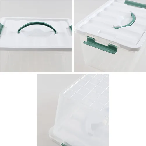 Vista 3 de Caja transparente de 14 cuartos de galón con tapa y asa, bolsa de almacenamiento de plástico juego de 6