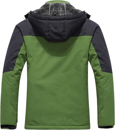 Vista 2 de wantdo Chaqueta de esquí impermeable de montaña para hombre, chaqueta de lluvia resistente al viento, abrigo cálido con capucha para invierno