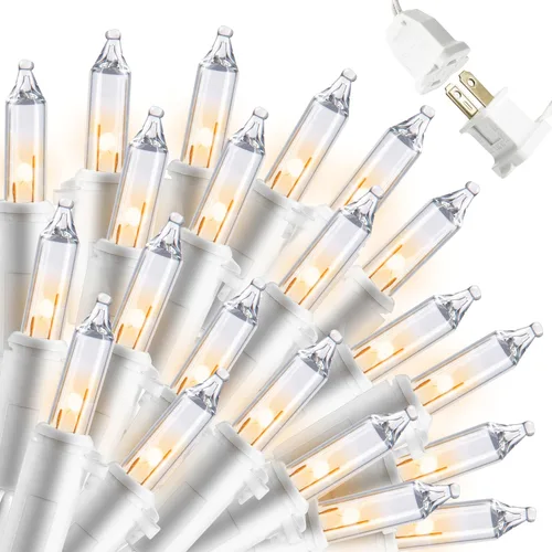 Vista 14 de Joiedomi Guirnalda de luces de Navidad para interiores, 200 (2 x 100) mini luces multicolor con cable blanco de 42.8 pies, decoración de iluminación