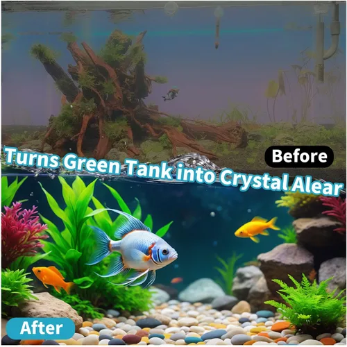 Vista 2 de Filtro de acuario 4 en 1 doble cascada U-V para agua verde y limpieza de algas, filtro silencioso de 8 W para colgar en el filtro de flujo ajustable