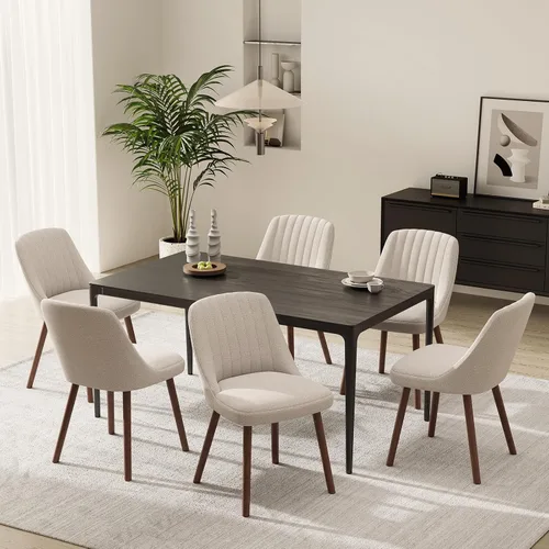 Vista 17 de MALOL Juego de 2 sillas tapizadas para comedor, sillas modernas de tela para cocina con respaldo, patas de madera para cocina, comedor, restaurante