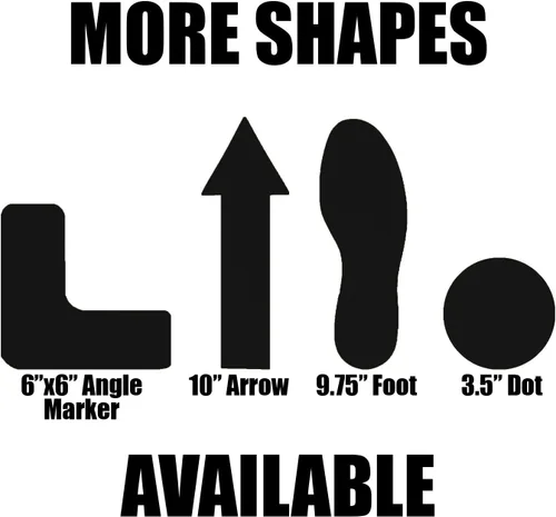 Vista 4 de ifloortape Huellas negras de 9.5 pulgadas para organización magra 5S, las marcas del suelo tienen adhesivo industrial resistente con forro extraíble