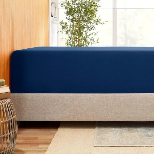 Vista 2 de Sábana bajera ajustable de 100% algodón natural de 400 hilos, 1 pieza con bolsillo profundo de 21 pulgadas y 2 fundas de almohada, juego de 3 piezas