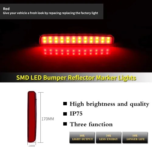 Vista 3 de Adiil Lente roja LED reflector de parachoques trasero luz antiniebla compatible con Toyota Prius V 2012-2017