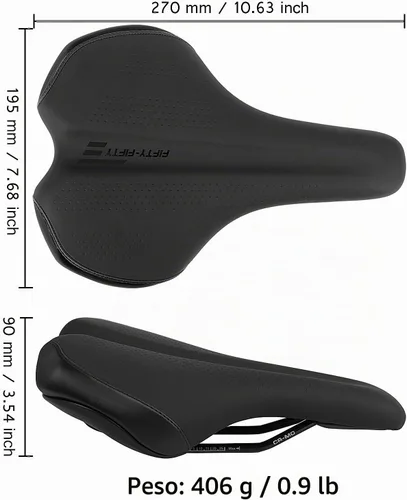 Vista 5 de FIFTY-FIFTY Sillín de bicicleta de montaña, cómodo asiento de bicicleta de espuma viscoelástica, suave e impermeable para hombres y mujeres