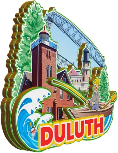Vista 2 de Duluth Minnesota USA - Imán de madera para nevera, 3D, monumentos de viaje, coleccionables, recuerdos, decoración hecha a mano -2775