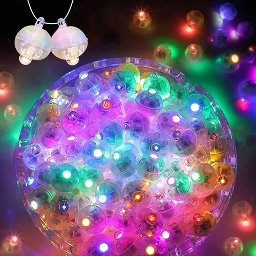 Vista 18 de 50 mini luces LED, globos de luz LED para decoraciones de fiesta, luces de fiesta de neón para linterna de papel, huevos de Pascua, fiesta de Rojo
