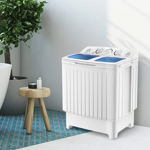 Vista 9 de RELAX4LIFE Lavadora y centrifugadora portátil de 20 libras de capacidad, temporizador, mini lavadora y secadora semiautomática para apartamento