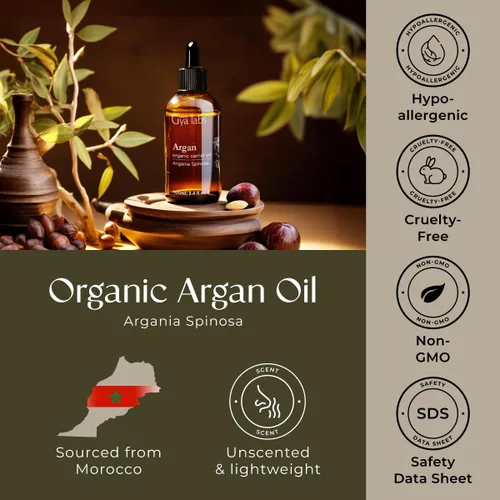 Vista 6 de Gya Labs - Aceite de argán marroquí orgánico para el cabello y la piel, reduce el encrespamiento y el cuero cabelludo seco, promueve el crecimiento