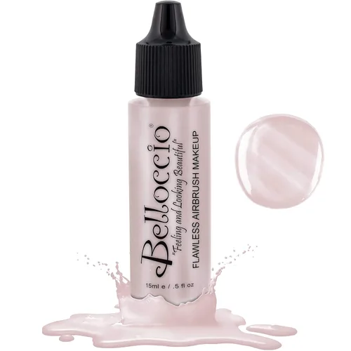 Vista 4 de Belloccio Resaltador de maquillaje con aerógrafo brillante, champán, botella de 1/2 oz