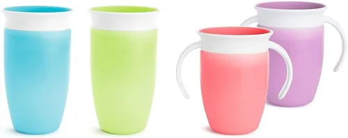 Vista 9 de Munchkin® Miracle® 360 Toddler Sippy Cup, a prueba de derrames, 10 onzas, paquete de 2, verde/azul & ® Miracle® 360 tapas para vasos, 4