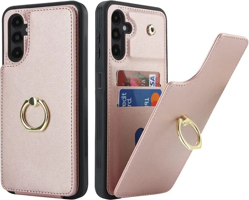 Vista 33 de Lipvina Funda para Samsung Galaxy A03s con tarjetero, Galaxy A03s Funda tipo cartera para mujer, tarjetero de crédito, soporte de anillo, fundas