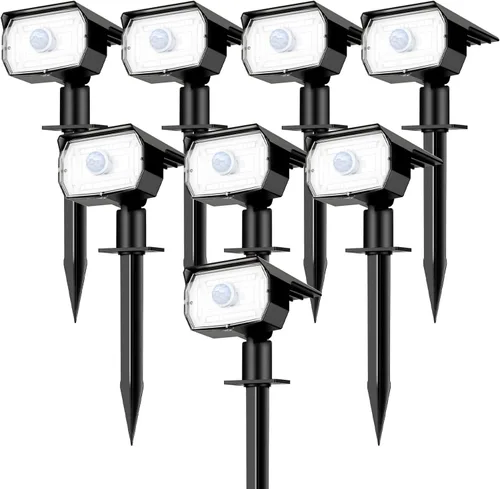 Vista 11 de nipify 1 paquete de luces solares para exteriores, impermeables, con sensor de movimiento, luces de punto con 3 modos, luces solares 2 en 1