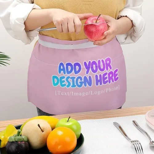 Vista 48 de AXKEUDO Delantal personalizado con bolsillos, delantales de cintura para camarera para cocinar en casa, restaurante, servir trabajo
