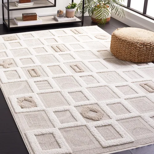 Vista 3 de SAFAVIEH Trends Collection - Alfombra para pasillo, 2 pies 2 pulgadas x 8 pies, color beige y marfil, diseño texturizado moderno, no desprende