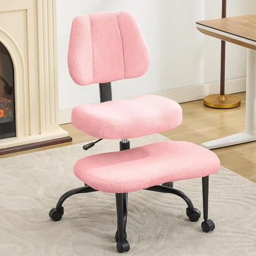 Vista 12 de Silla de meditación con patas cruzadas, exquisitos muebles de oficina en casa, ergonómico arrodillado con soporte lumbar y taburete de altura Beige