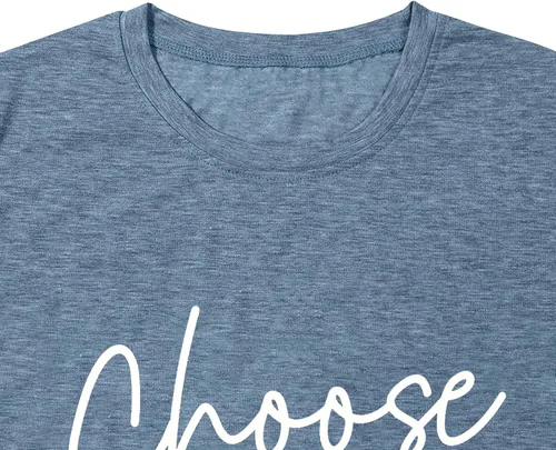 Vista 4 de Camisetas gráficas para mujer, camisetas con estampado de letras felices, girasol, camiseta inspiradora de manga corta casual