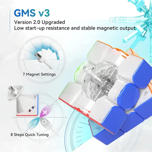 Vista 6 de GAN 12 Maglev esmerilado, 3 x 3 cubos de velocidad sin calcomanías, Gans de 2.205 in, cubo mágico, juguetes para niños, adolescentes, adultos