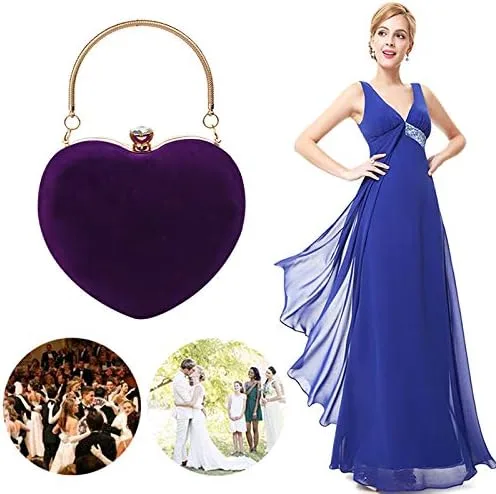 Vista 6 de Reberomantic Bolso de noche en forma de corazón Bolso de embrague de terciopelo Bolso de noche sólido