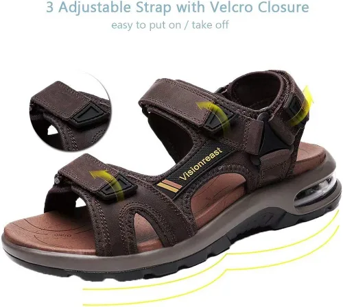 Vista 3 de visionreast Sandalias atléticas para hombre con puntera abierta, sandalias antideslizantes con cojín de aire, sandalias casuales de playa