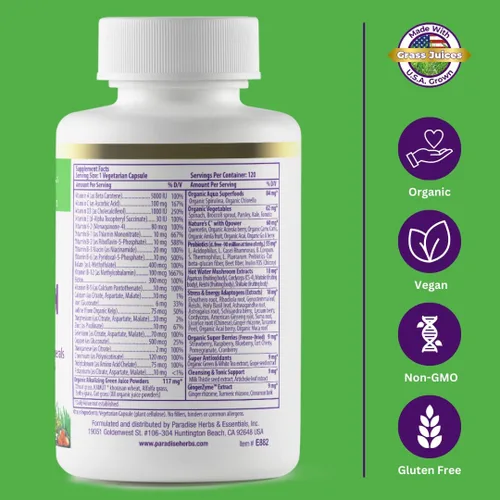 Vista 5 de Paradise Herbs Earth's Blend Multivitamínico con hierro, 120 cápsulas