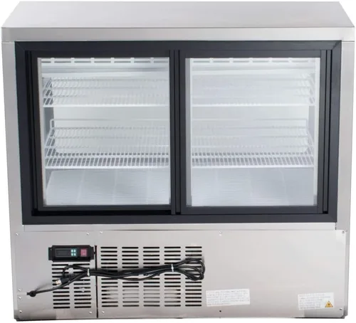 Vista 5 de 48" todo el vitrina de la delicatessen del acero inoxidable con la iluminación LED, vidrio curvo refrigerado carne y mariscos escaparate, caja