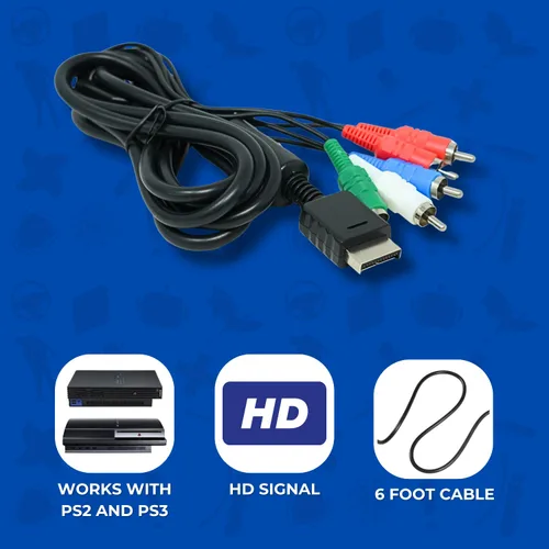 Vista 2 de Old Skool HD - Cable AV compatible con PlayStation 2 y 3 Compatible con PlayStation 3, PS2, PS3, salida HD, cable de audio/video