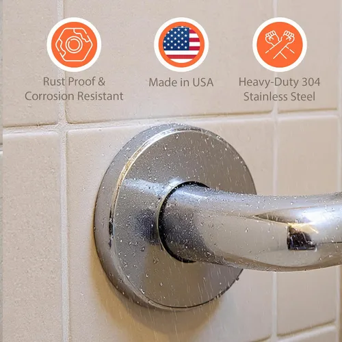 Vista 4 de Mango de ducha de 12 pulgadas, agarre suave, barras de agarre de acero inoxidable 304 para bañeras y duchas, barandillas estándar ADA de cromo