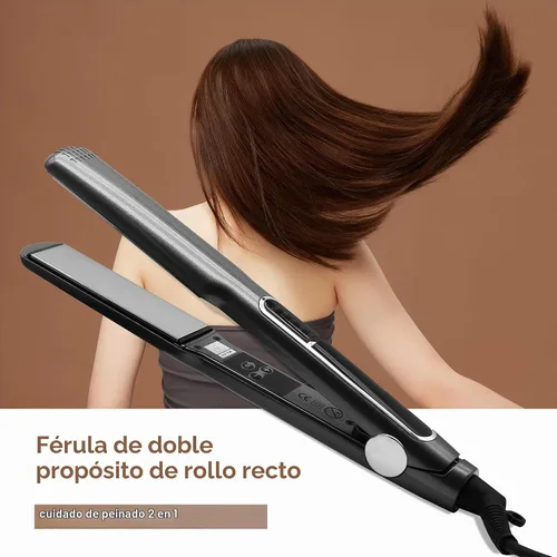 Vista 5 de Plancha de pelo de hierro para mujeres, plancha plana pequeña plancha plancha (enchufe de la UE)