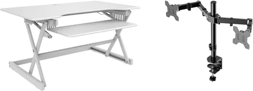 Vista 32 de Rocelco - Convertidor de escritorio para trabajar de pie con altura ajustable de 32 pulgadas - Estación de trabajo para computadora sentada o de pie