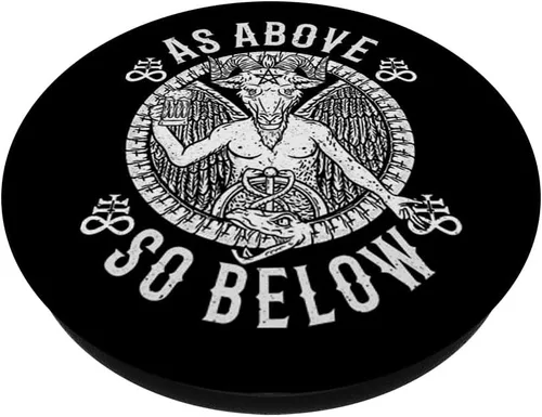 Vista 2 de As Arbove So Below I Satanic Baphomet PopSockets Agarre y soporte para teléfonos y tabletas, Negro
