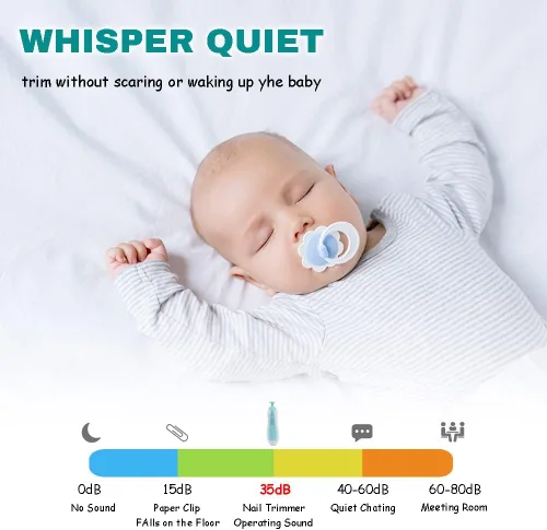 Vista 3 de Cortaúñas para bebés, recortador de uñas eléctrico para recién nacidos, niños pequeños o adultos, cuidado de las uñas, 6 cabezales de molienda y luz