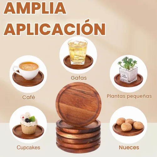 Vista 5 de Gejoy - Juego de 20 posavasos de madera de acacia para bebidas de 5