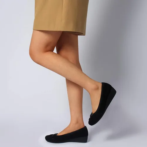 Vista 6 de MUSSHOE Zapatos de tacón de cuña media para mujer, zapatos de tacón de cuña de punta redonda